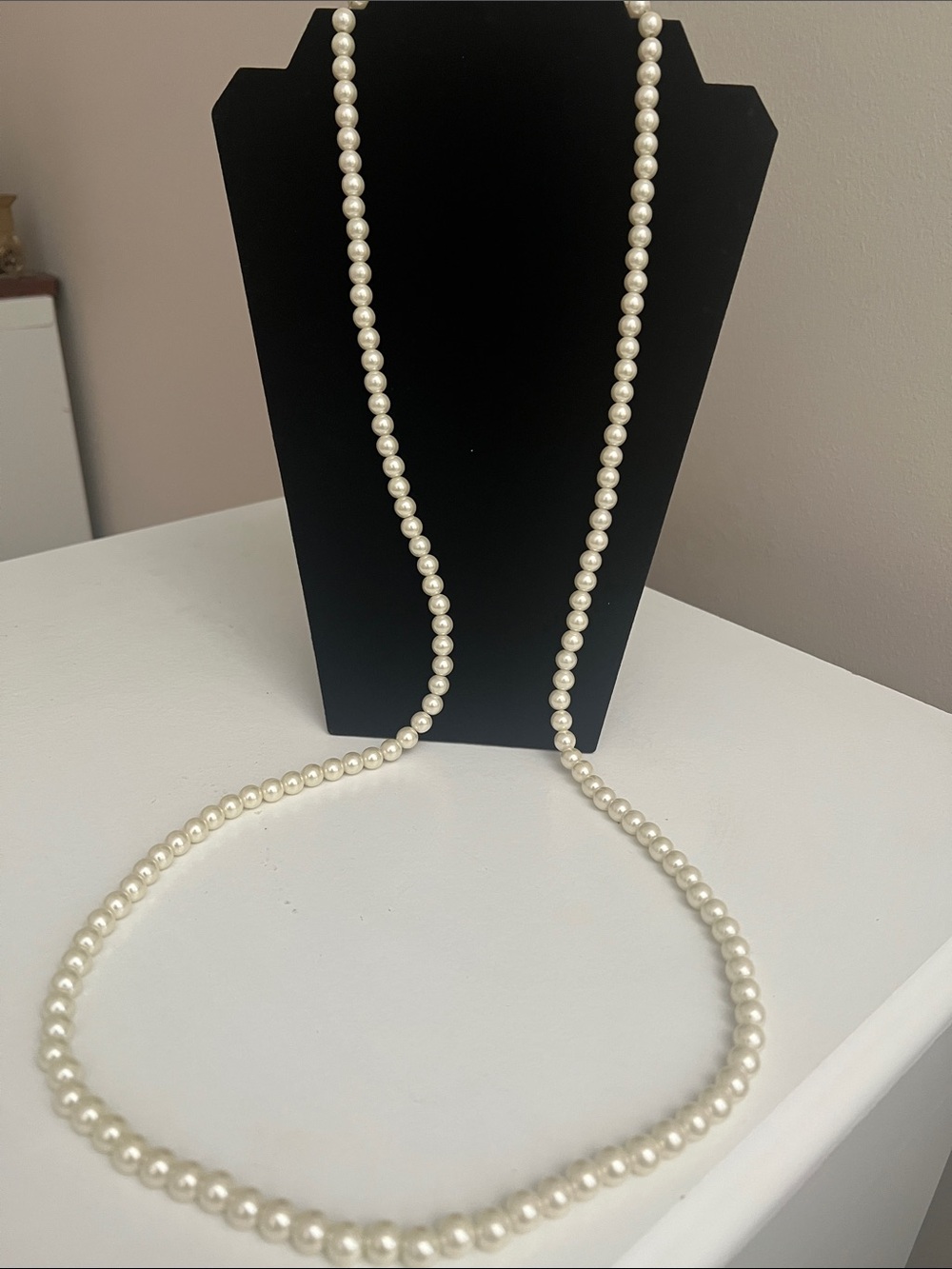 Elegant Long White Pearl Strand Necklace - Heirloom Estate